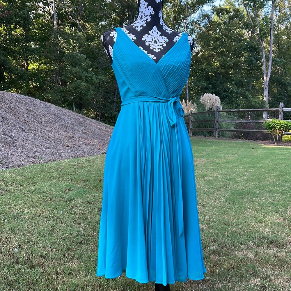 Chiffon Teal green/blue dress by David’s bridal